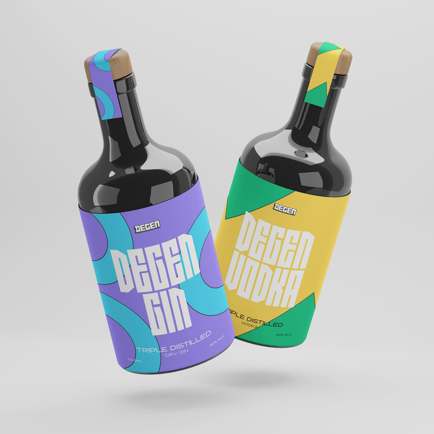 Degen Distillery bottles product shot