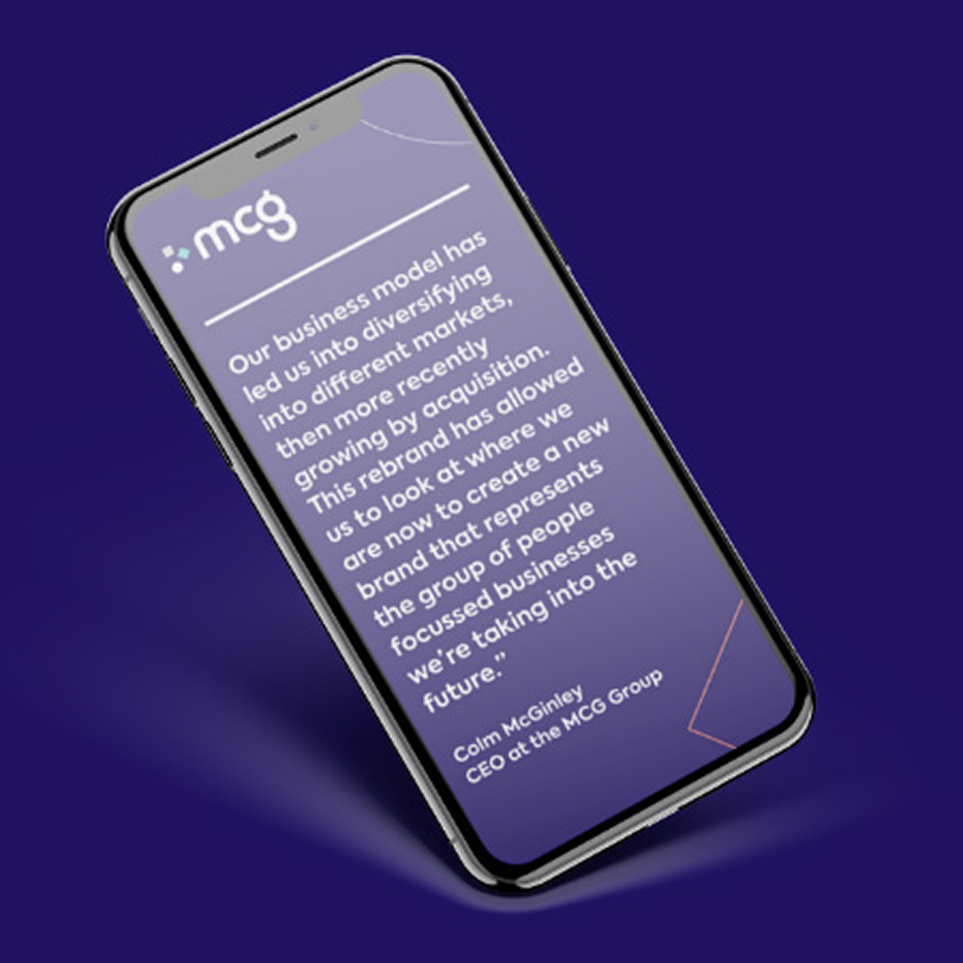 MCG customer testimonial on a mobile phone