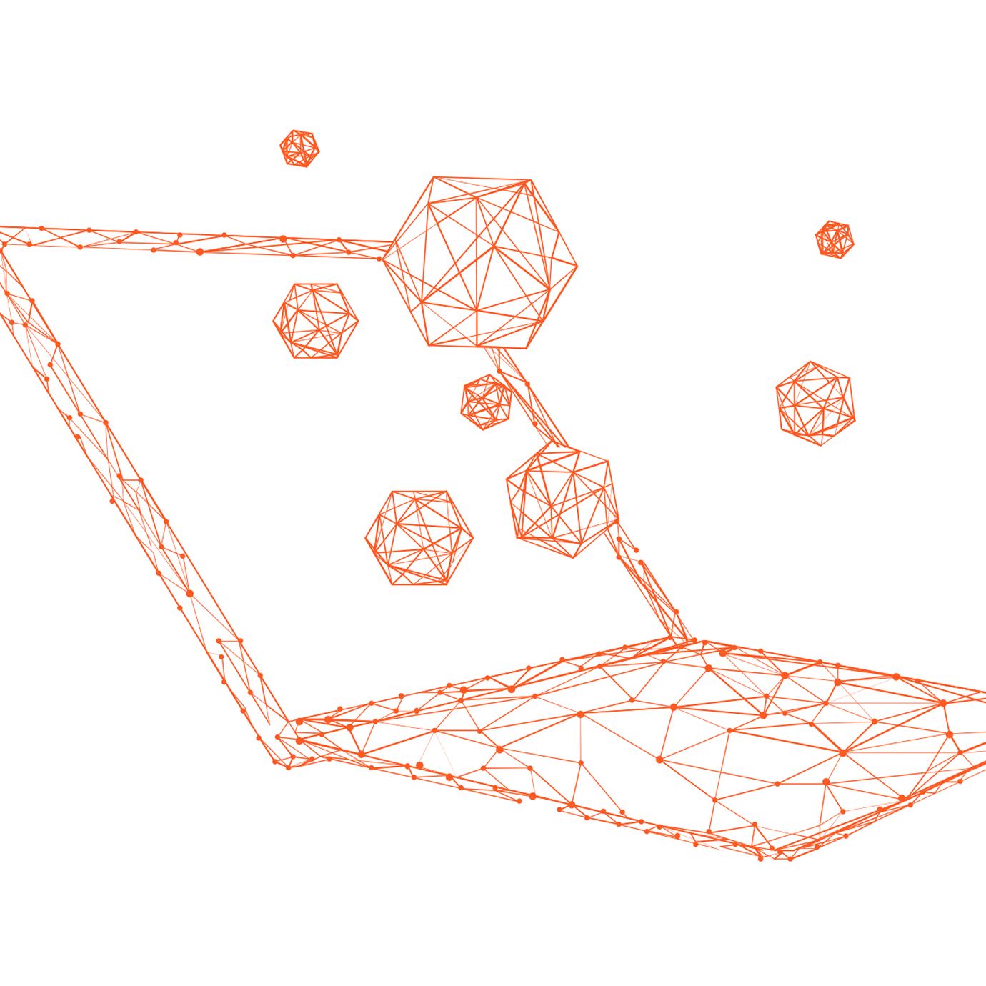 Quant laptop line art illustration