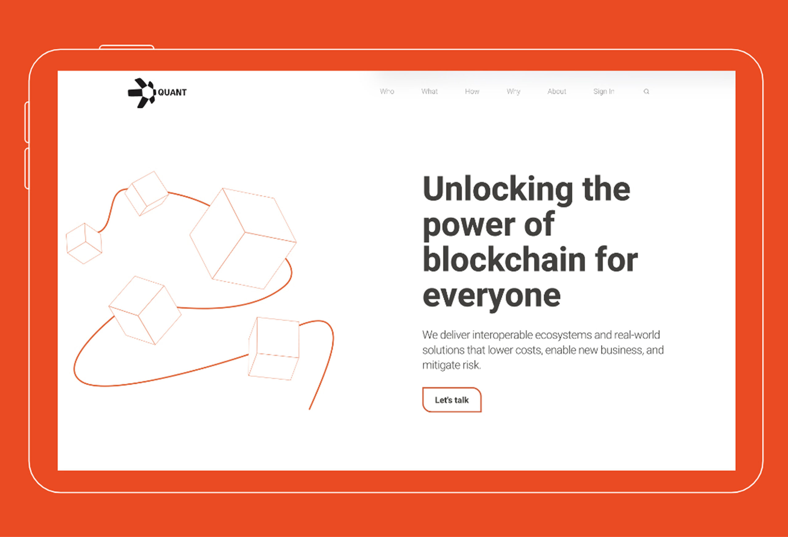 Quant Unlocking the power of blockchain website hero