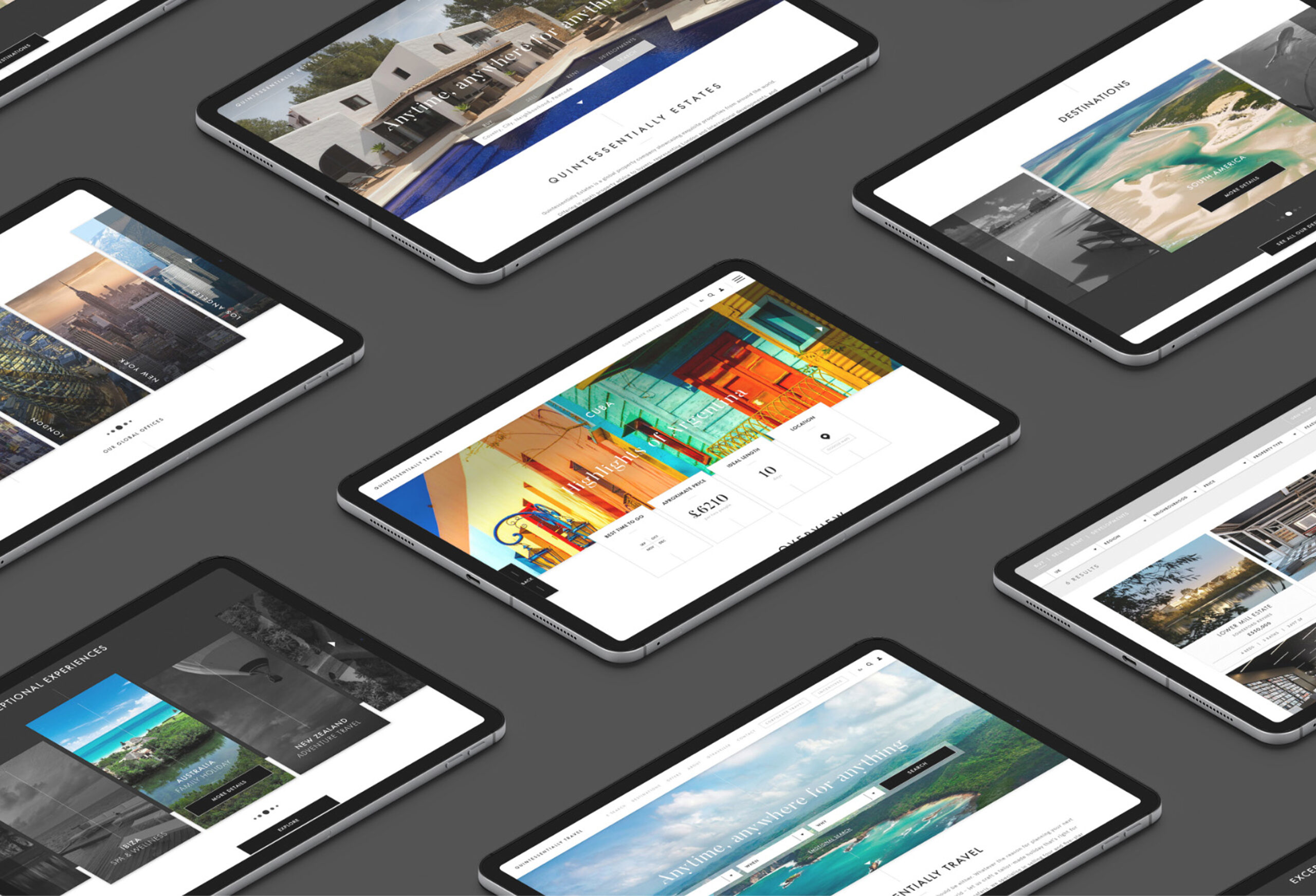 Quintessentially website on tablet devices