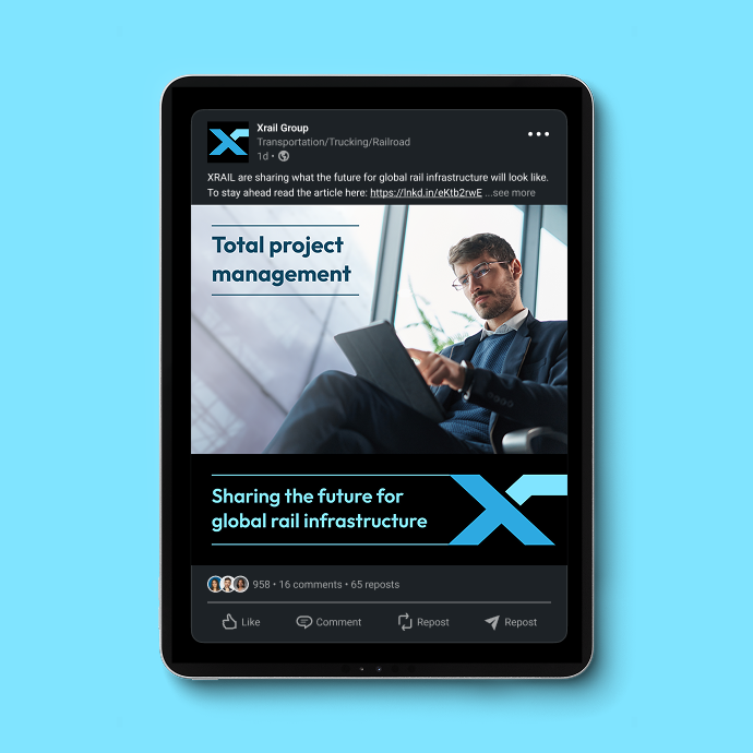 Xrail LinkedIn post about the future of rail infrastructure