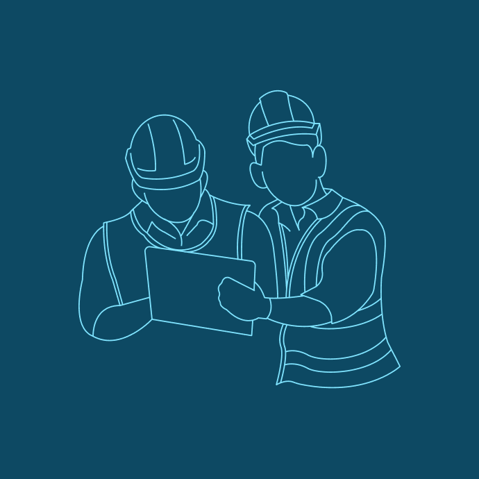 Xrail line illustration of two engineers