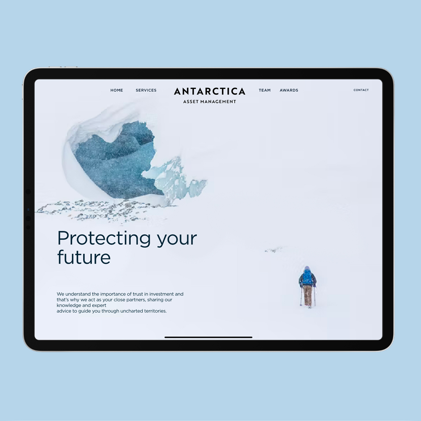 antarctica website on tablet