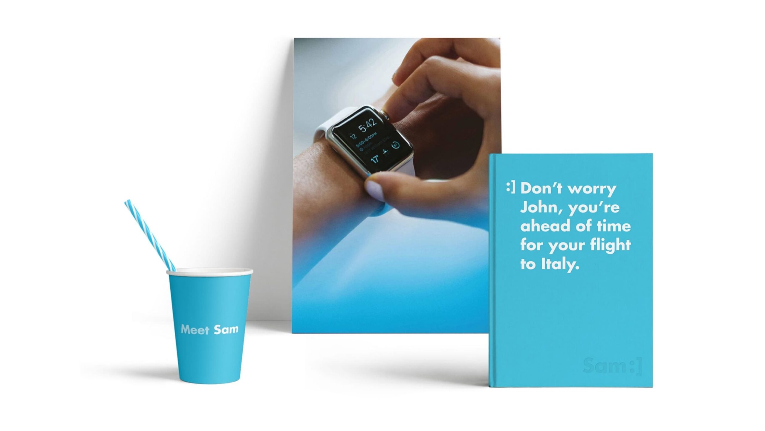 Sam stationary including notebook, letterhead and cup