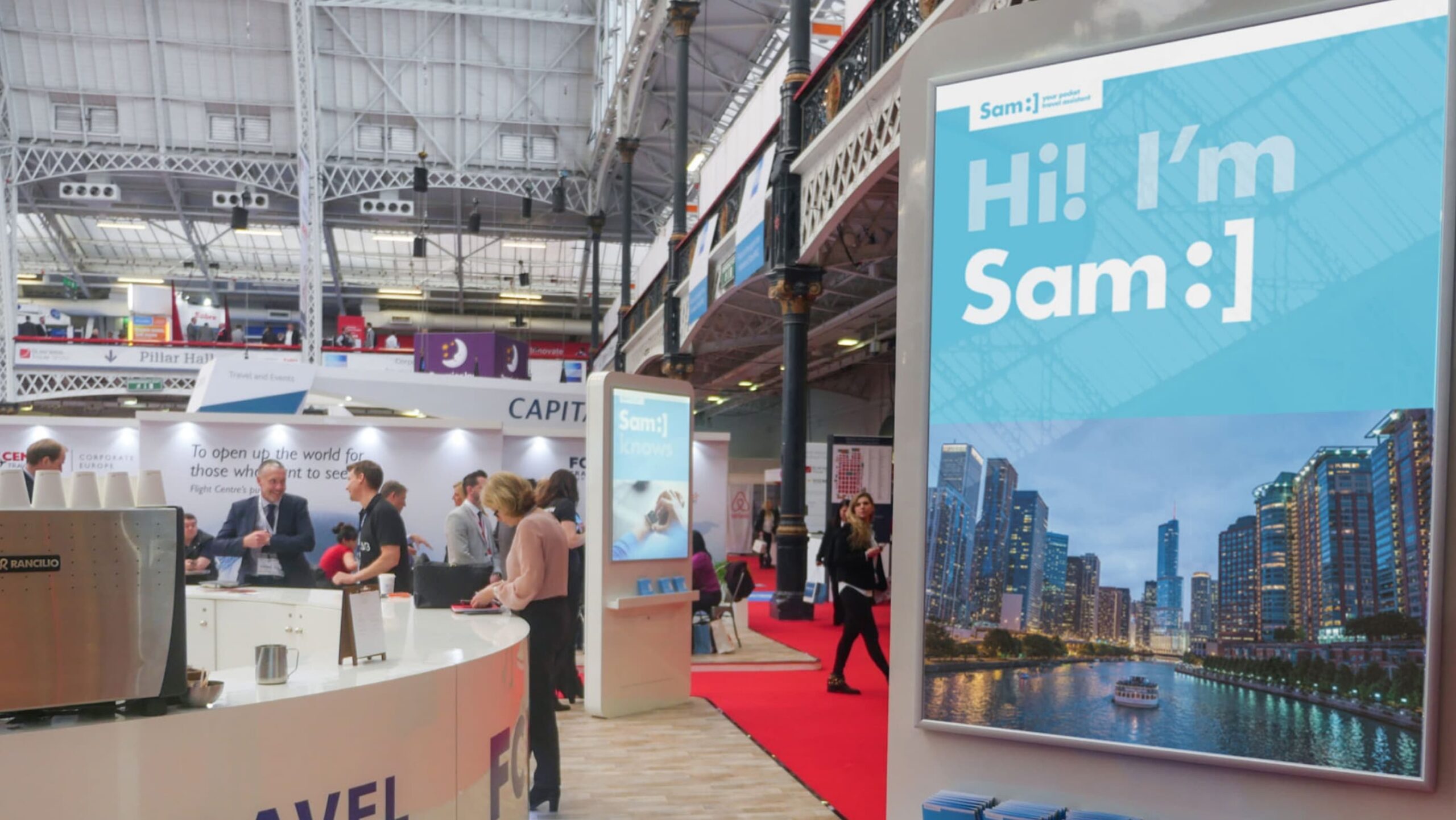 Sam digital screen at event