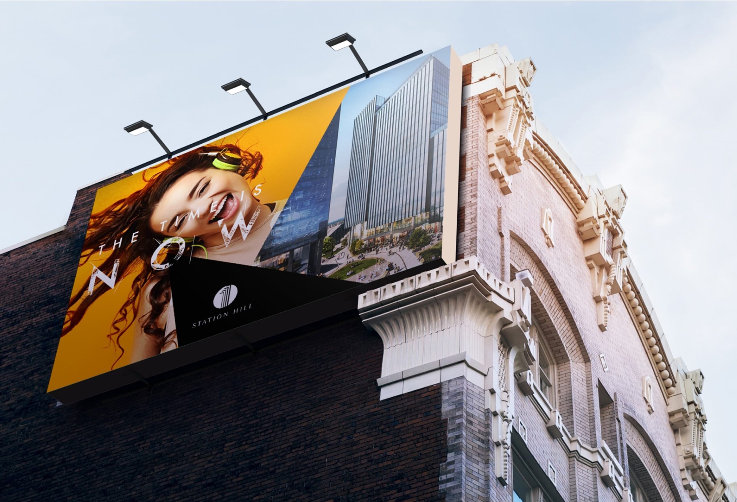Station Hill billboard on the side of a building