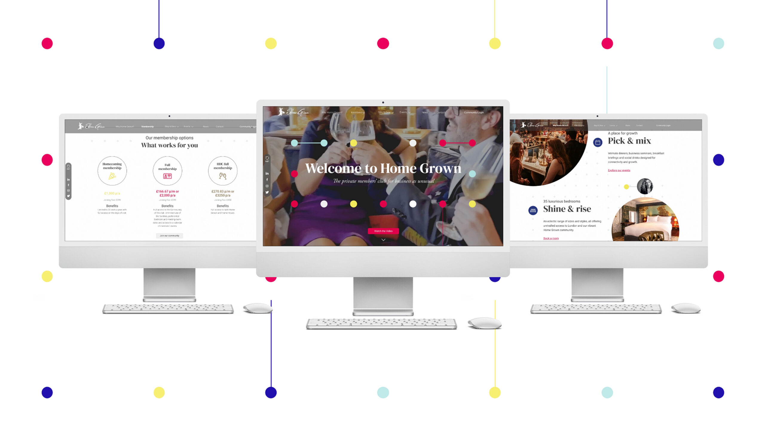 homegrown website shown on imacs