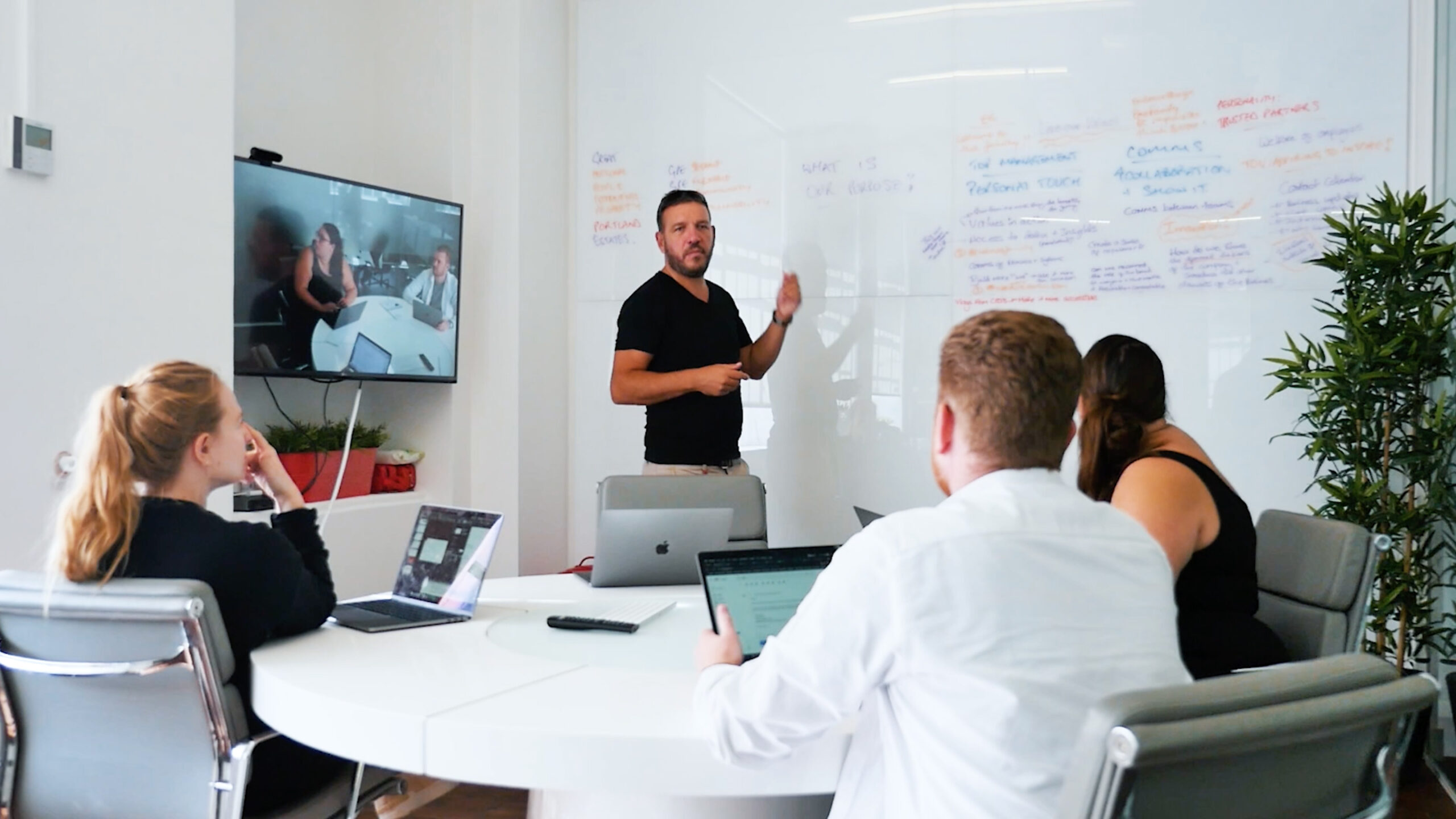 Underscore client meeting with whiteboard