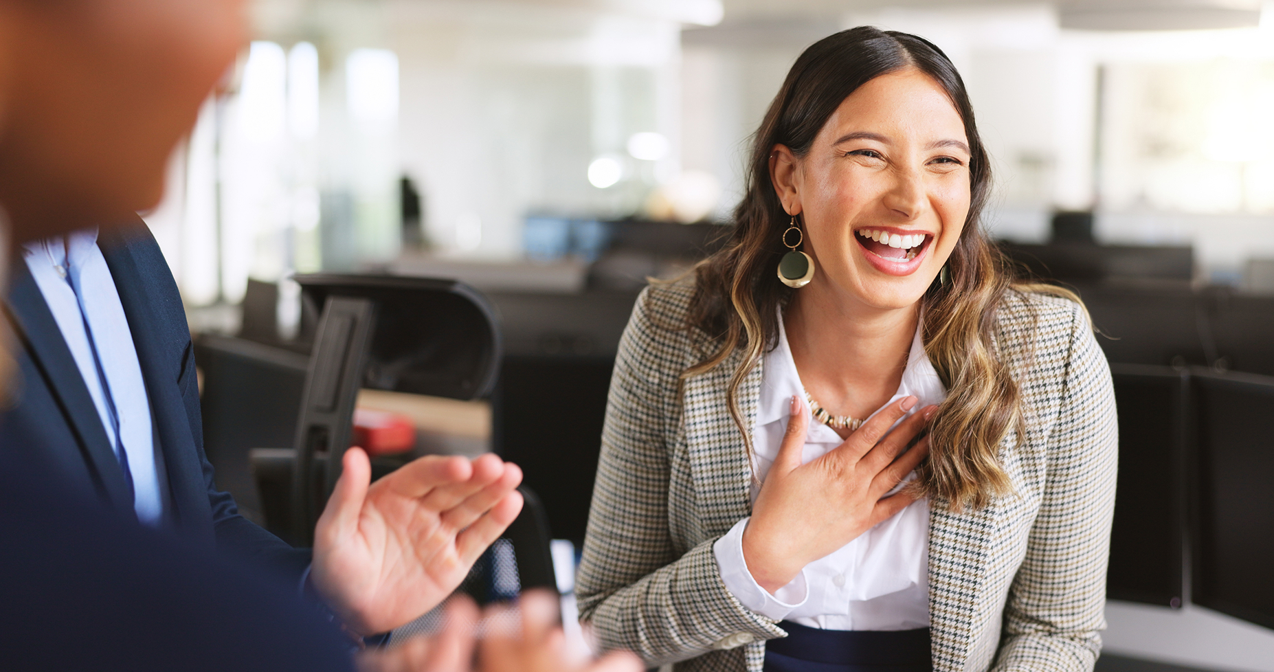 Happy employee receiving an award